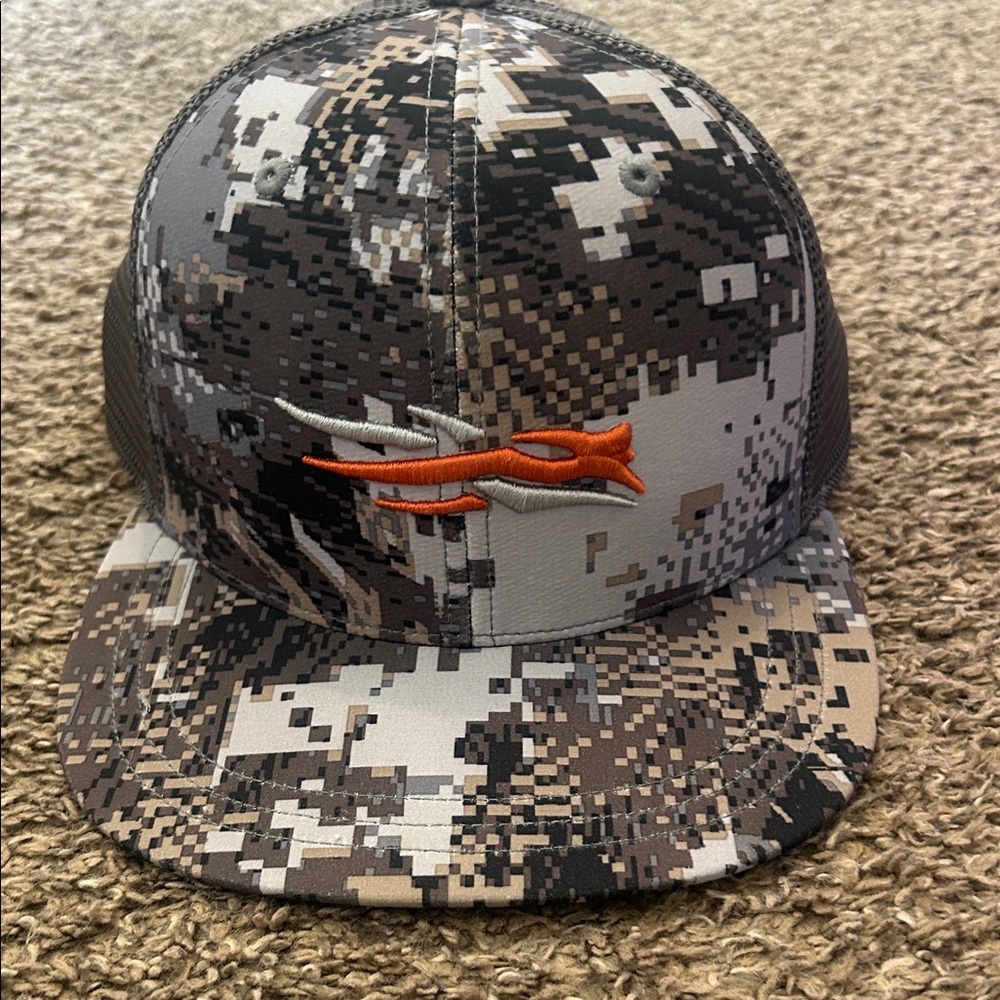 Digital Camo Mesh Cap with Orange Logo